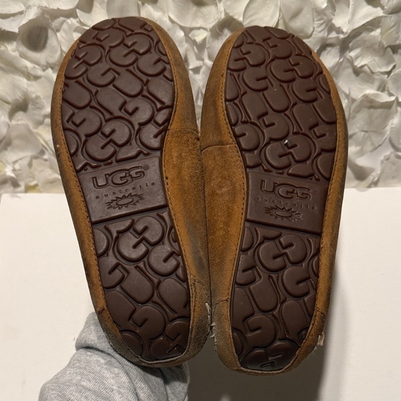 UGG Women's Chestnut Brown Suede Shearling Lined Slip-On Loafers - Picture 4 of 4